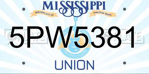 5PW5381 Mississippi License Plate