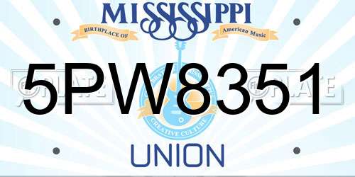 5PW8351 Mississippi License Plate