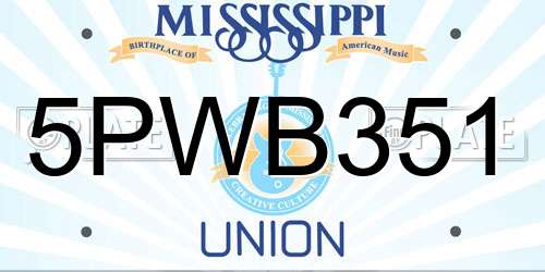 5PWB351 Mississippi License Plate