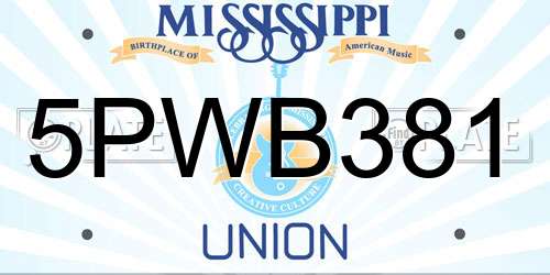 5PWB381 Mississippi License Plate
