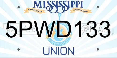 5PWD133 Mississippi License Plate