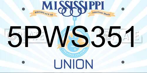 5PWS351 Mississippi License Plate