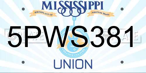 5PWS381 Mississippi License Plate
