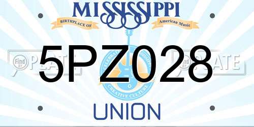 5PZ028 Mississippi License Plate