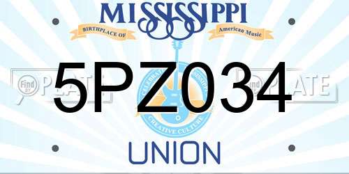 5PZ034 Mississippi License Plate