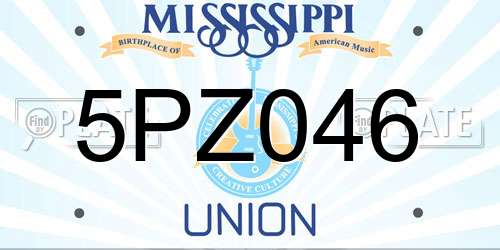 5PZ046 Mississippi License Plate