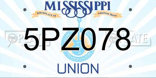 5PZ078 Mississippi License Plate