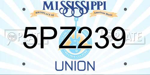5PZ239 Mississippi License Plate
