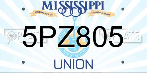 5PZ805 Mississippi License Plate