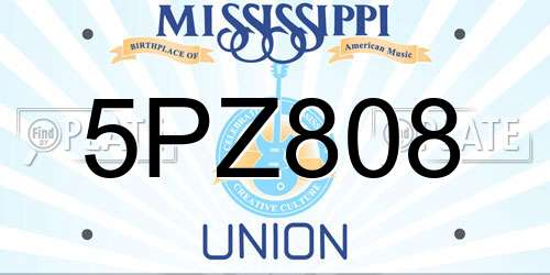 5PZ808 Mississippi License Plate