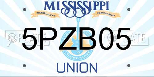 5PZB05 Mississippi License Plate