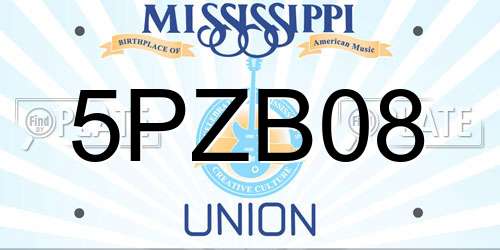5PZB08 Mississippi License Plate