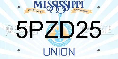 5PZD25 Mississippi License Plate