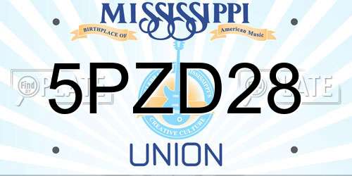 5PZD28 Mississippi License Plate