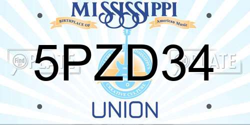 5PZD34 Mississippi License Plate