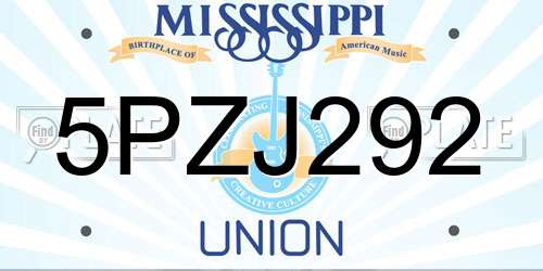 5PZJ292 Mississippi License Plate