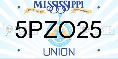 5PZO25 Mississippi License Plate