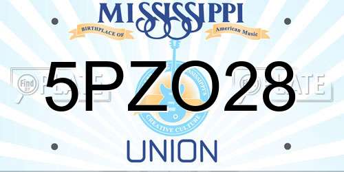 5PZO28 Mississippi License Plate