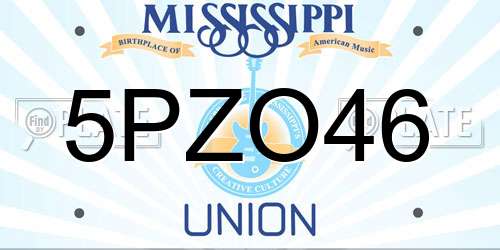 5PZO46 Mississippi License Plate