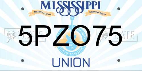 5PZO75 Mississippi License Plate