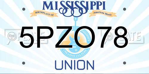 5PZO78 Mississippi License Plate