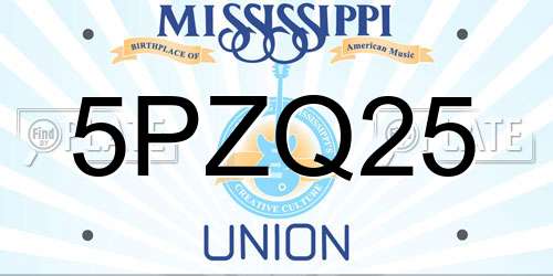 5PZQ25 Mississippi License Plate
