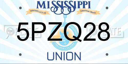 5PZQ28 Mississippi License Plate