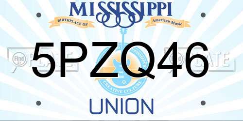 5PZQ46 Mississippi License Plate