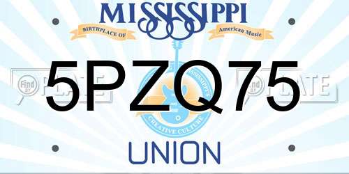 5PZQ75 Mississippi License Plate