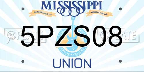 5PZS08 Mississippi License Plate