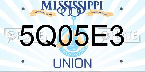 5Q05E3 Mississippi License Plate