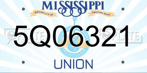 5Q06321 Mississippi License Plate