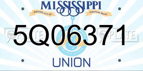 5Q06371 Mississippi License Plate