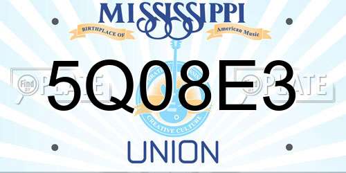 5Q08E3 Mississippi License Plate