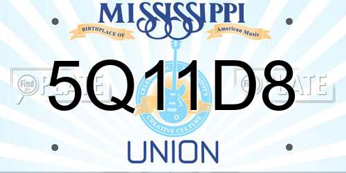 5Q11D8 Mississippi License Plate