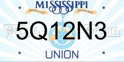 5Q12N3 Mississippi License Plate