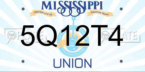 5Q12T4 Mississippi License Plate
