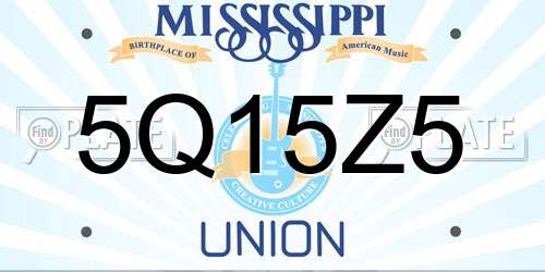 5Q15Z5 Mississippi License Plate