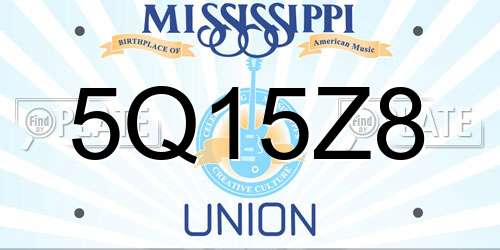 5Q15Z8 Mississippi License Plate