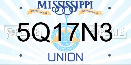 5Q17N3 Mississippi License Plate