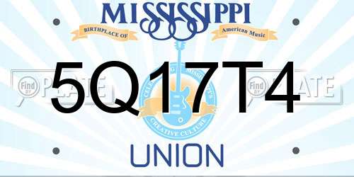 5Q17T4 Mississippi License Plate