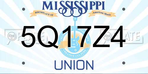 5Q17Z4 Mississippi License Plate