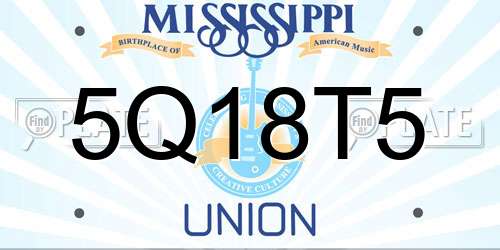5Q18T5 Mississippi License Plate