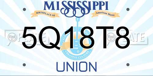5Q18T8 Mississippi License Plate