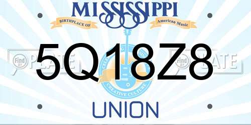 5Q18Z8 Mississippi License Plate