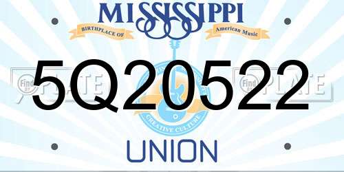 5Q20522 Mississippi License Plate
