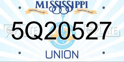 5Q20527 Mississippi License Plate