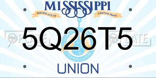 5Q26T5 Mississippi License Plate