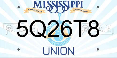 5Q26T8 Mississippi License Plate