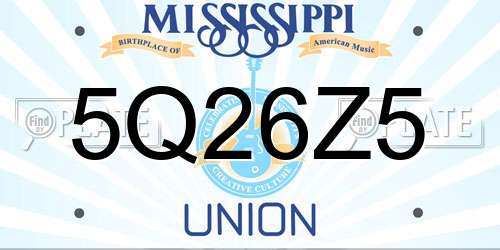 5Q26Z5 Mississippi License Plate